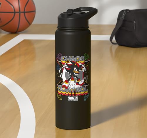 Sonic the Hedgehog - Shadow the Hedgehog "Chaos Control" Stainless Steel Insulated Water Bottle - color: Black
