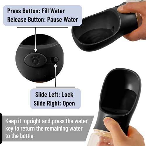 Mr. Pen- Portable Dog Water Bottle, 19 oz, Large | Leak Proof Puppy Water Dispenser with Drinking Feeder for Pets, Outdoor Walking, Hiking, Travel, Not Dishwasher Safe - color: Black