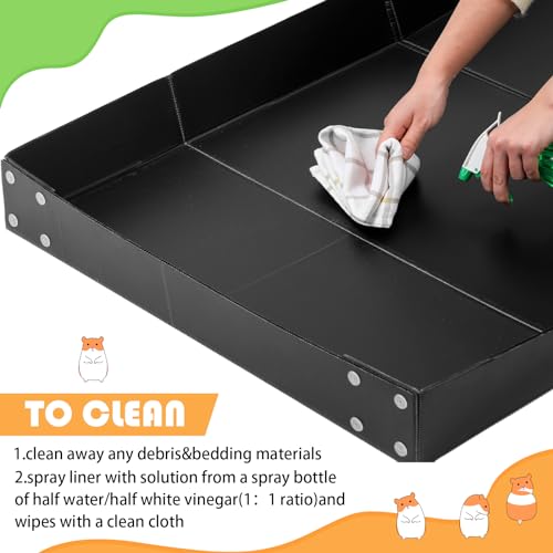 Wenqik 2 Pcs Guinea Pig Cage Liner Corrugated Plastic Cage Liner Base 2 x 4 Panel Size Guinea Pig Cage Bottom for Small Animals Hedgehogs Rabbits Cages Tray, 55 x 27 Inch(Black) - color: Black