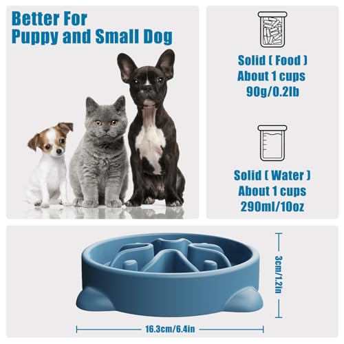 Slow Feeder Dog Bowls Small Breed, Dog Food Bowl Small Anti-Choking Bloat Stop Puzzle Healthy Eating Bowl (Blue, 1 Cup) - color: Blue, size: 1 Cup
