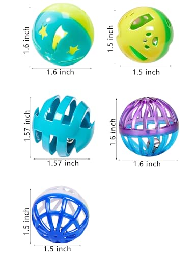 5 Pack Ferret Play Balls, Rolling Toys for Small Medium Large Ferrets | Multi-Style, 1.5 In, Tough Wear-Resistant Smooth Surface, Bright Assorted Hues for Ferret Daily Indoor Play - size: 1.5''