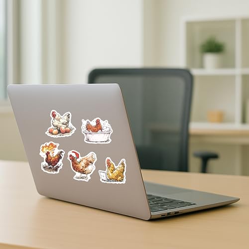 100 PCS Chicken Stickers Pack – Waterproof Vinyl Decals for Water Bottles, Laptops, Phones, Notebook, Cars – Cool Vibrant Graphics for Chicken Enthusiast - color: Chicken