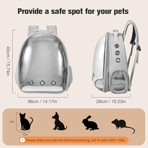 Cat Carrier Backpack, Pet Carrier Backpack Front Pack for Small Medium Cat Puppy Dog Carrier Backpack Bag Space Capsule, Airline-Approved Pet Carrier for Travel Hiking Walking Camping (Grey) - color: Grey