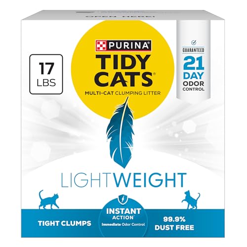 Purina Tidy Cats LightWeight Instant Action, Odor control, Multi-Cat, Clumping, 99.9 Percent Dust Free Cat Litter - 17 lb. Box