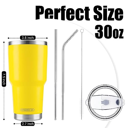 D·S 30oz Yellow Tumbler Double Wall Vacuum Insulated Travel Coffee Mug | Double Wall Vacuum Suit Cold and Hot Drink Fits in standard car cup holders With Splash-Proof Lid - color: Yellow