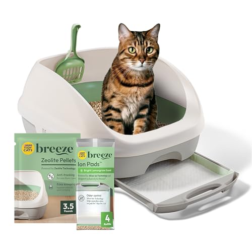 Purina Tidy Cats Breeze, Litter Box System Kit with Pellets & Pads - color: Green, size: 7.8 Pound (Pack of 1)