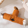 Cat Tunnels for Indoor Cats 3 Way T-Shape Suede Cat Tunnel with Capybara Plush Collapsible Pet Tunnel Tube for Kittens Rabbits Puppies - size: 3 Way Tunnel