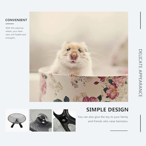 POPETPOP Silent Hamster Wheel 7.08 Inch Exercise Running Wheel for Small Pets Like Hamsters Gerbils Hedgehogs Quiet Spinning Toy for Cage Entertainment - color: Black