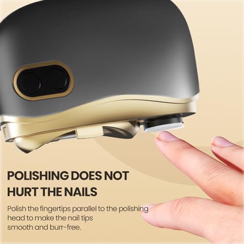 Electric Nail Clipper, Electric Automatic Nail Clippers with Light Nail Trimmer 2 Speeds Automatic Nail Clipper Storage Compartment with Debris, for Adults, the Elderly, and Children(Black) - color: Black