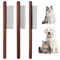 3Pcs Solid Wood Cat Combs, Dog Cat Grooming Comb with Wooden Handle | Stainless Steel Teeth, Pet Grooming Supplies Accessories for Hairy Pets