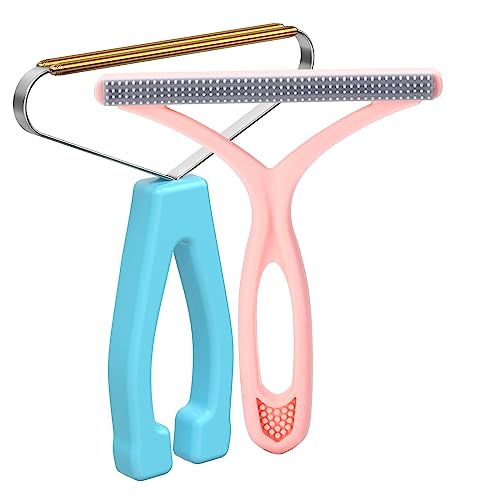 Pet Hair Remover Carpet Rake, Dog & Cat Hair Fur Remover, Carpet Scraper | Pet Hair Removal Tool, Fabric Shaver, Lint Remover, Carpet Brush, Carpet Scraper, Rugs, Couch, Furniture, Car, Pet Towers - color: Blue and Pink