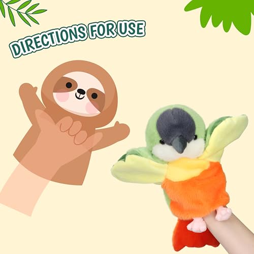 Easfan Parrot Hand Puppet Interactive Storytelling Plush Toy for Kids 11.5" | Cute Green Parakeet bird, soft stuffed animal, creativity imagination, Easter Christmas holiday birthday gift, for toddlers - style: Parrot-Green