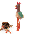 Plush Chicken Dog Toy with Squeaker and Rope Legs for Small Dogs | Soft fabric design with fun sound effects, perfect for tug games, fetching, indoor activities and daily bonding with pets - color: Brown Rooster