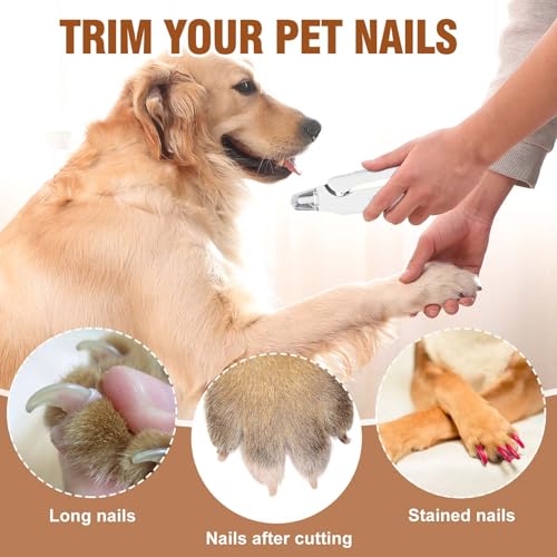 2-in-1 Dog Nail Grinder &Dog Nail Clippers with Light，Cat Nail Clippers ，Ultra-Quiet, USB Rechargeable, Multiple Grinding Methods, and Splash Guard for Large Medium Small Dogs Cats Pets(Pink) - color: pink