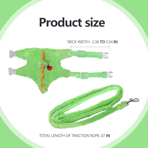 Ferret Harness,Ferret Leash, Ferrets Harness and Leash Set with Safe Bell | Ferrets Collar Small Animals Vest Harnes for Puppy, Teacup Dog and Other Small Pet，Green - color: Green