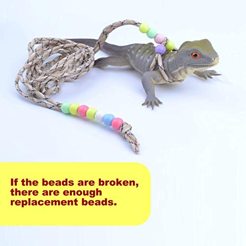 Adjustable Reptile Training Lead Harness Leash Nylon Rope for Lizard Crested Gecko Chameleon Guinea Pig Ferrets Hamster Rats (Brown) - color: Brown