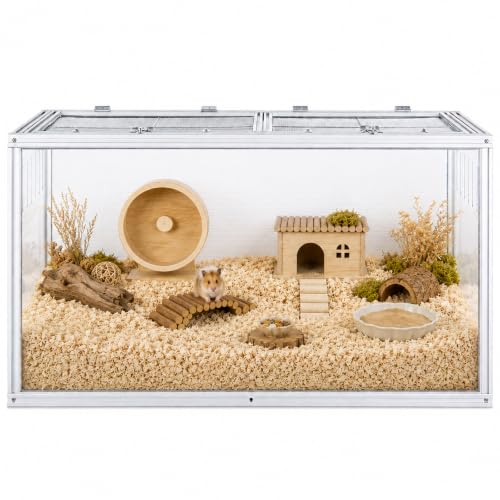 Large Hamster Cage 40x20x20 in, Acrylic Hamster Enclosure with Metal Frame | Chew-proof, Vent holes, Hinged top - size: 40.0"L x 20.0"W x 20.0"H