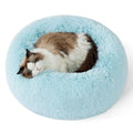 Bedsure Calming Cat Beds Donut Round Washable Kitten Bed,20 inches | Fluffy Faux Fur Cuddler,Anti-Slip Bottom,Anti-Anxiety,Deep Sleeping for Cats&Small Pets Up to 15 Lbs,Aqua Blue - color: Aqua Blue, size: 20"L x 20"W x 6"Th