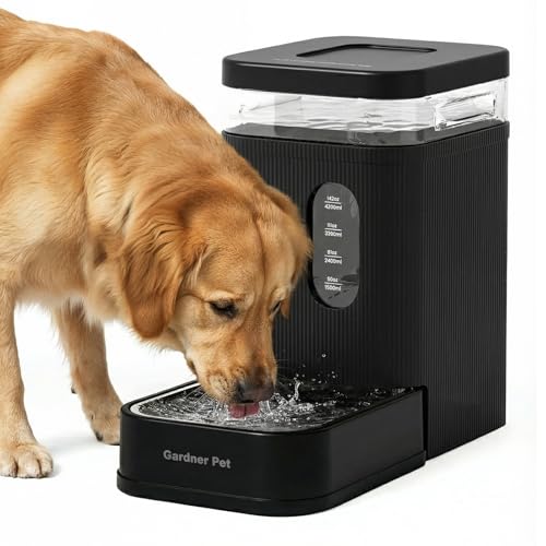 Gardner Pet 1.7 Gallon Automatic Dog Water Bowl Dispenser 6.5L Gravity Water Feeder with Stainless Steel Bowl & Maifan Stone Filter, BPA-Free for for Cats and Dogs (Black, 1.7 Gallon) - color: Black, size: 1.7 Gallon