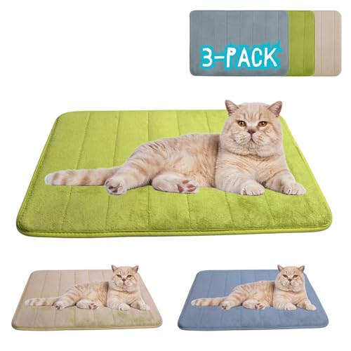 Washable Pet Bed Mat (23.6 x 15.8 Inch) – 3-Pack for Indoor/Outdoor Use, Soft Sleeping Mat for Cats, Small Pets, Kitty, Puppy, Rabbit – Cozy Bedding Pads for Pets Up to 20lbs