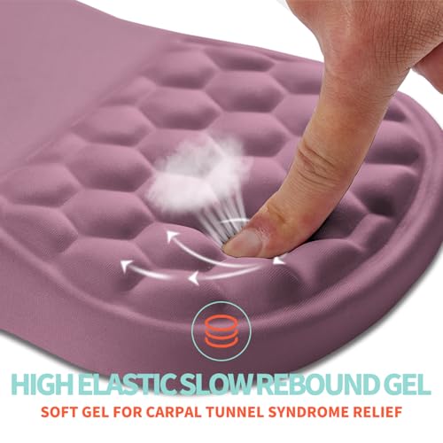 Ergonomic Mouse Pad Wrist Support with Memory Foam Massage Bulge, Carpal Tunnel Pain Relief Mousepad Wrist Rest for Mouse(12x8 inch, Dark Pink) - color: Kg020-dark Pink