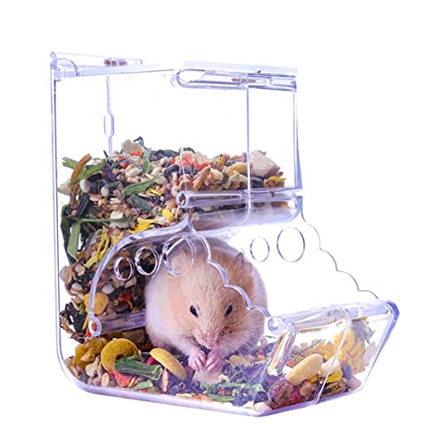 Hamsters Feeder Small Animals Automatic Dispenser Acrylic Clear Pet Food Storage Bowl for Dwarf Hamster Gerbils Mice Hedgehog Guinea Pig Pigeon Parrots (400ML) - color: 400ML