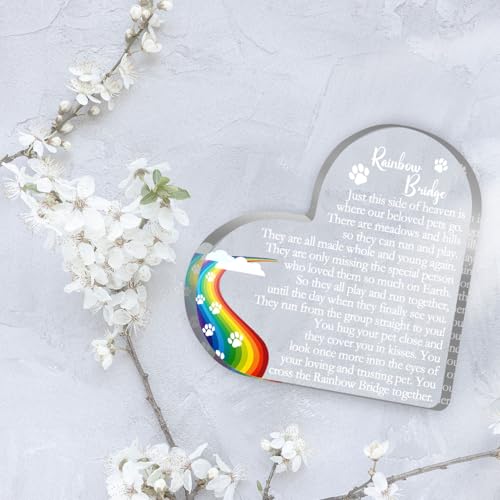 Rainbow Bridge Sign Decor, Pet Memorial Sympathy Gift for Loss of Dog Cat, Pet Loss Memorial Acrylic Decorations, Condolences Gifts for Pet Loss Remembrance Keepsake - color: Rainbow Bridge 02