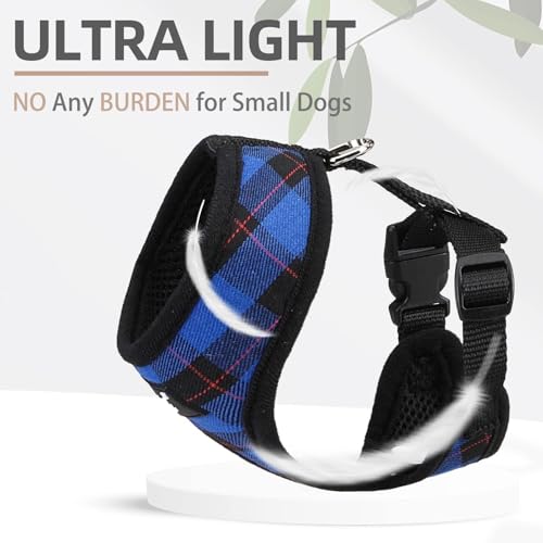 PUPTECK Soft Mesh Dog Harness and Leash Set Pet Puppy Cat Comfort Padded Vest No Pull Harnesses, Navy Blue, S - color: Navy Blue, size: S (NECK: 12", CHEST: 14"-18")