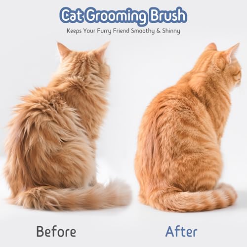 Dog & Cat Brush for Shedding, 2-in-1 Self Cleaning Deshedding Brush | Adjustable Bristle Length with Dematting Comb Skin Friendly Fur Shedding Removal Tool for Long Medium Long Hair Pets (Blue) - color: Blue