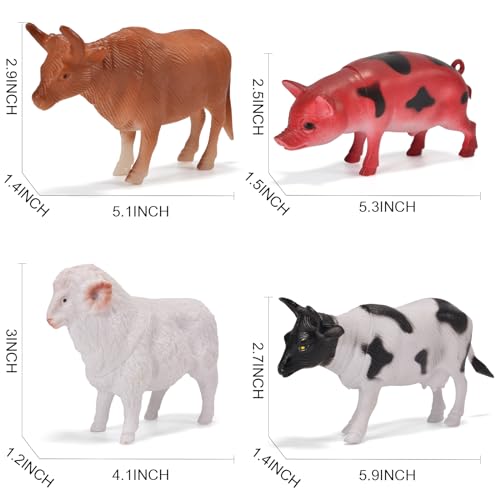 12 Pack Large Farm Animals Toys for Kids 3-5 Year Old Toddlers 1-3 Educational Realistic Plastic Farm Animal Figures 4-6 Inch for Boys Girls, Birthday, Classroom Learning