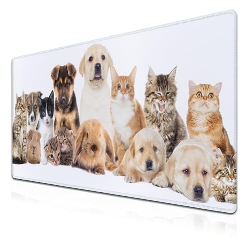 Computer Desk Pad Dog Desktop?Mat, Gaming Mousepads Keyboard Pad, Cool Mouse Pads Waterproof Non-Slip Rubber Base, 35.4" X 15.7" for Work/Game/Office/Home Cute Animal Pet Collection Photos - color: Animal Collection Photos