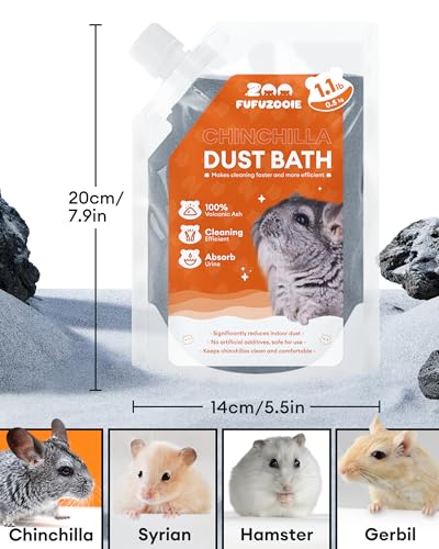 Chinchilla Dust Bath - Gentle Powder for Hamsters & Gerbils, 18oz | Natural sand bath for healthy fur. Safe for chinchillas, hamsters, gerbils & small pets. Gentle, premium dusting powder. - size: 18OZ