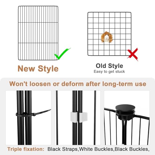 Tresbro Guinea Pig Cage with Waterproof PVC Bottom Liner & One-Hand Release Hook, Triple Fixing C&C Cage for Guinea Pigs, Bunny, Rabbit, Hedgehog, Small Animal Indoor Playpen 48''L x 24''W x 16''H - size: 12 Panels