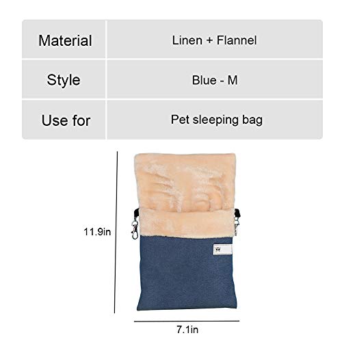 La La Pet Small Hanging Sleep Pouch with Heated Warm Compartment Hammock for Hamster Rat Sugar Glider Squirrel Ferret - Warm Nest Hideout Cave Cage Accessories (Blue, M)