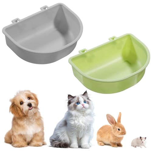 2 Pack Feeder, Hanging Food Bowl Feeder Food and Water Container for Wire Cage Feeding Dish Hanging Cups for Birds Hamsters Mice Rats Guinea Pig Small Pets