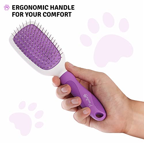 Pet Grooming Brush - Fur Detangling Pins & Coat Smoothing Slicker Bristles, Two-Sided Design for Dogs, Cats & Other Animals