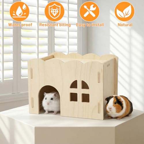 Wood Hamster Hideout, Wooden Hamster Hideout House Chew-Safe | Hamster Explorer for Gerbils Hamsters Small Pets