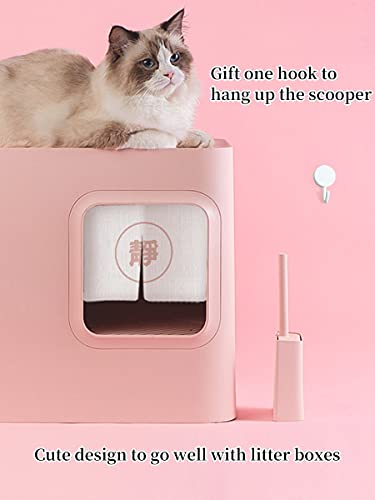 Cat Litter Scooper with Caddy Holder, Cat Scooper for Litter Box with Stand, A Nice Addition to cat Litter Tray Box, Store The cat Litter Scoop When not in use, Modern, Durable and Cute -Light Pink - color: S-Pink