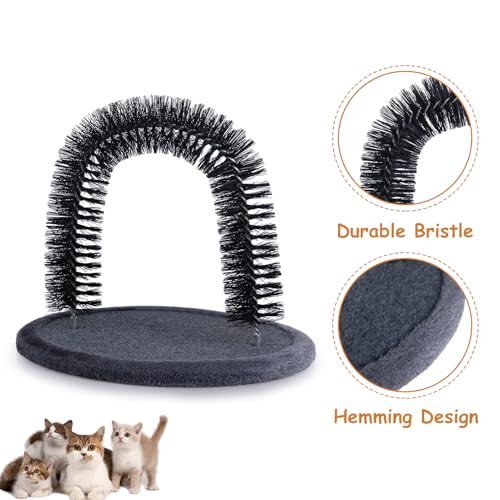 Hollypet Cat Self Back Grooming Hair Cleaner Scratcher Toy Cat Arch Brush | Cat Self Grooming Massager and Scratcher Toy Cat Arch Brush for Back Grooming, Hair Cleaner Pads - color: Dark Gray