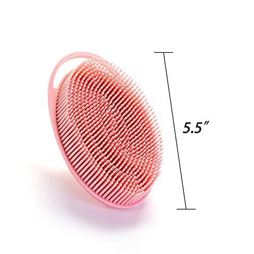 Premium Sensory Brush for Kids or Autism,Soft Silicone Body Scrubber,2 in 1 Sensory Room Occupational Therapy Brushes,Silicone Loofah,Pets Shower Brush Bath Brush Shampoo Brush(hangable-Spikes-Pink) - color: Hangable-spikes-pink