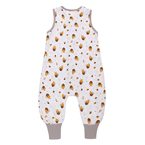 Miracle Baby Sleep Sack with Feet, 0.5 TOG 100% Cotton Wearable Blanket with Legs, Sleeveless Sleeping Bag for Babies(2 Pack) - color: Bee + Star, size: S (6-18 Months)
