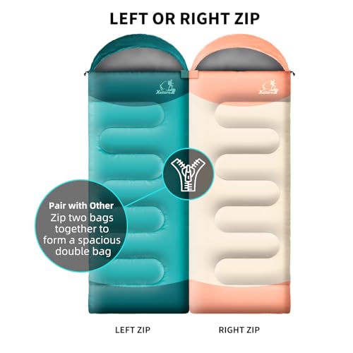 Sleeping Bags for Adults Kids - 3 Season Cold&Warm Weather Waterproof Camping Sleeping Bag - Lightweight Sleeping Bags for Camping Hiking Outdoor Travel - color: Aquamarine&Cobalt
