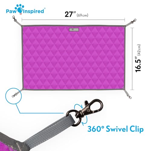 Paw Inspired Hanging Fleece Hammock for Small Animals, Gray/Pink | Hammock with Swivel Clips for Pet Cage for Ferrets, Rats, Chinchillas, Sugar Gliders, Hideout Toy for Guinea Pigs, Hamsters - color: Gray/Pink