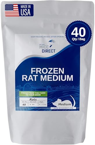 MiceDirect Frozen Rat Medium Feeder Food Adult Ball Pythons, Monitors, Lizards & Birds of Prey - 100 Grams (6-8 in Pack of 40) - size: 6-8 in ( Pack of 40 )