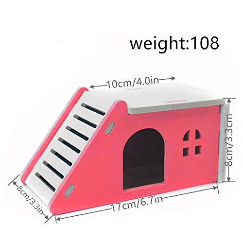 Hamster House Wood Bridge Climb Kit Exercise Wheel Jogging Running Silent Spinner Flying Saucer Pet Toys for Rat Gerbil Guinea Pig Chipmunk Mouse Small Animals - color: pink