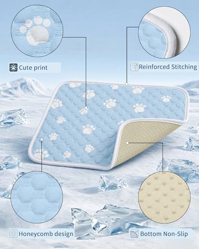 BWX Cooling Mat for Dogs - Easy Clean & Fold Cool Mat for Dogs, Chew Resistant Dog Cooling Pad with Non-Slip Bottom & Chill Soothing Fabric (S/15‘'×19') - size: S/15''×19''