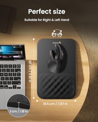 ProtoArc MP50 Ergonomic Mouse Pad with Wrist Support, Lycra Surface, Black | 8° slope & massage points, soft memory foam, Large 12x8 Inches, Non-slip base. Relieves wrist strain for office & home - color: Black Lycra