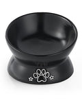 LoeJan Elevated Cat Food Bowl, 5 Oz Ceramic Raised and Tilted Water Bowl, Anti Vomiting and Protect Pets' Spines Dishes for Small Dog, Fat Faced Cat, Kitten (Black Pattern, 1 Pack) - color: Black Pattern