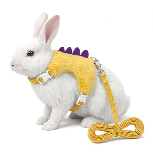 Adjustable Rabbit Harness and Leash Set, Small Animals Vest Harness, | Adjustable Straps & Magic Tape Design for Puppies, Cats, Squirrels, Rats, Bunnies, Ferrets, Outdoor Walking - color: Yellow