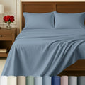 California Design Den 100% Egyptian Cotton Bed Sheets Queen Size Set | Backed by Good Housekeeping Seal, Light & Airy Soft Sateen, 16" Deep Pocket, All-Around Elastic, 4pc Set - Blue Hydrangea - color: Blue Hydrangea, size: Queen